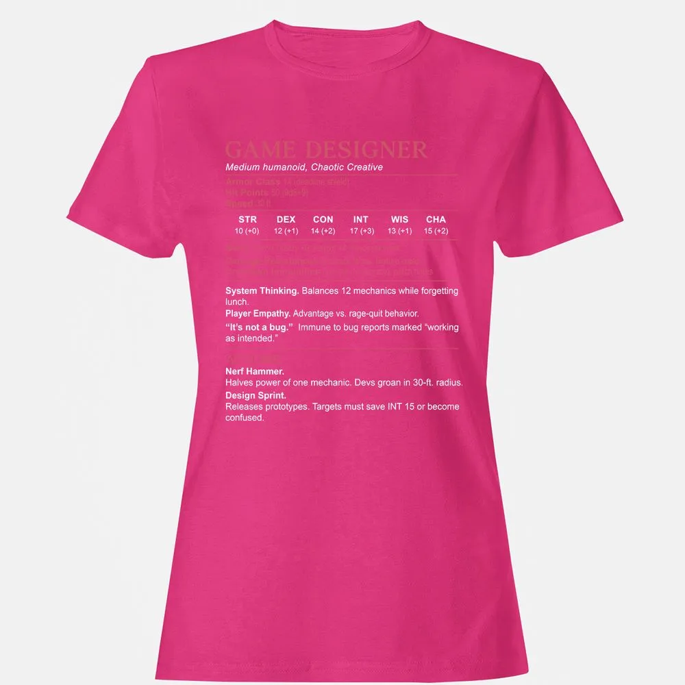 Game Designer Stats Women's T-Shirt - Heliconia - 6