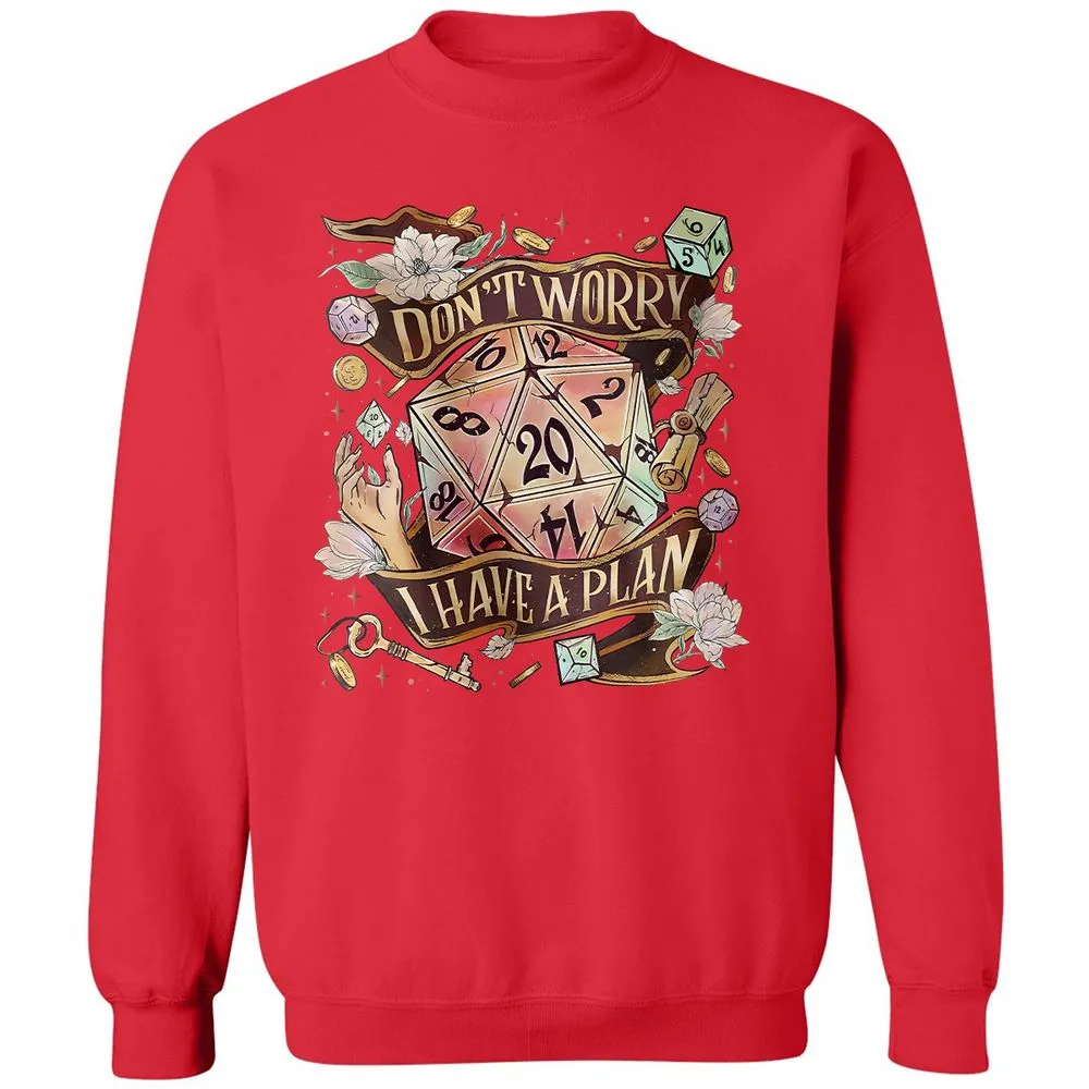 Floral Don't Worry I Have A Plan Classic Unisex Sweatshirt - Red - 5