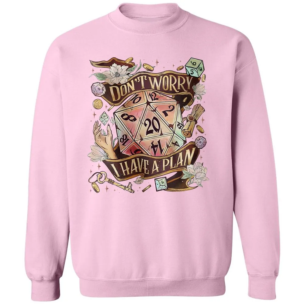 Floral Don't Worry I Have A Plan Classic Unisex Sweatshirt - Light Pink - 3