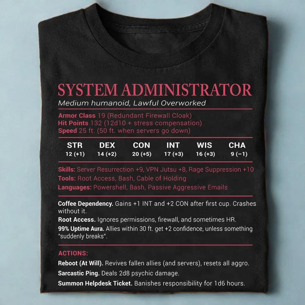 System Administrator Stats Classic Unisex T-Shirt - 1