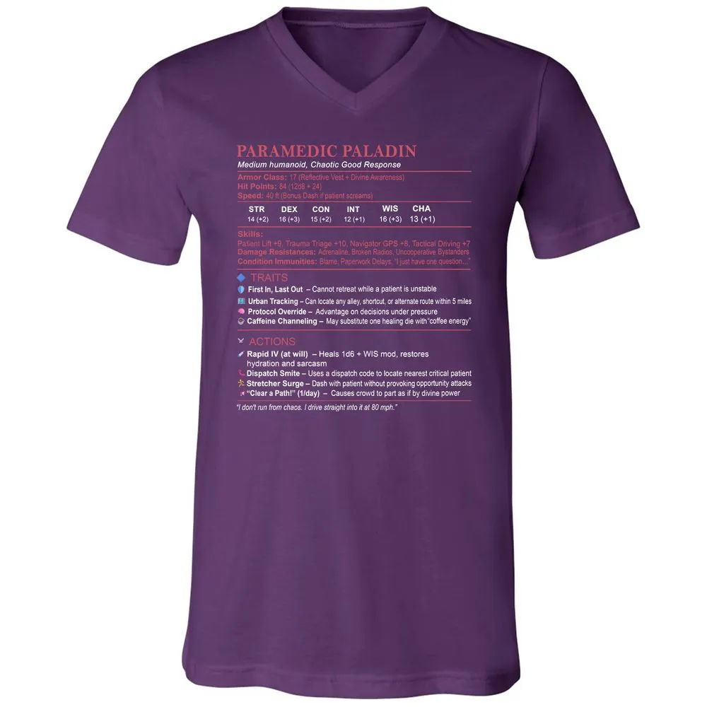 Paramedic Stats Unisex V-Neck T-Shirt - Team Purple - 9