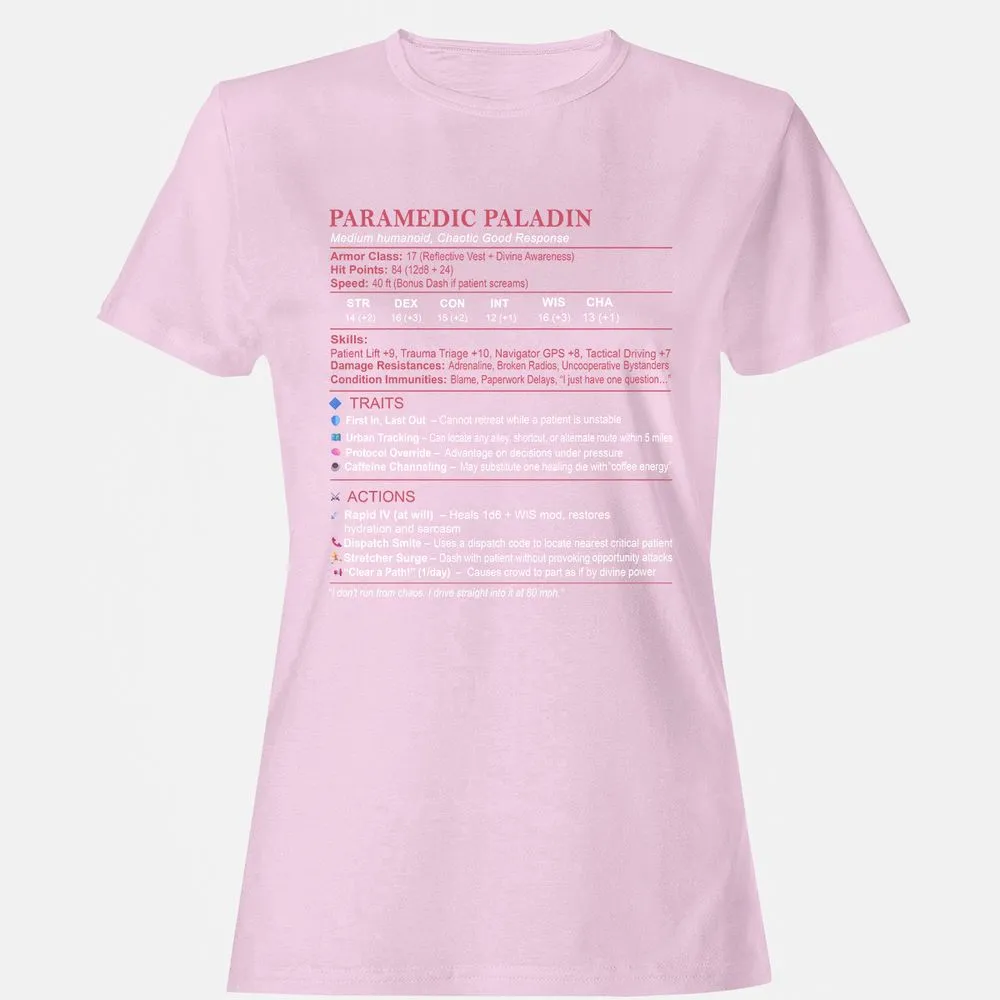 Paramedic Stats Women's T-Shirt - Light Pink - 9