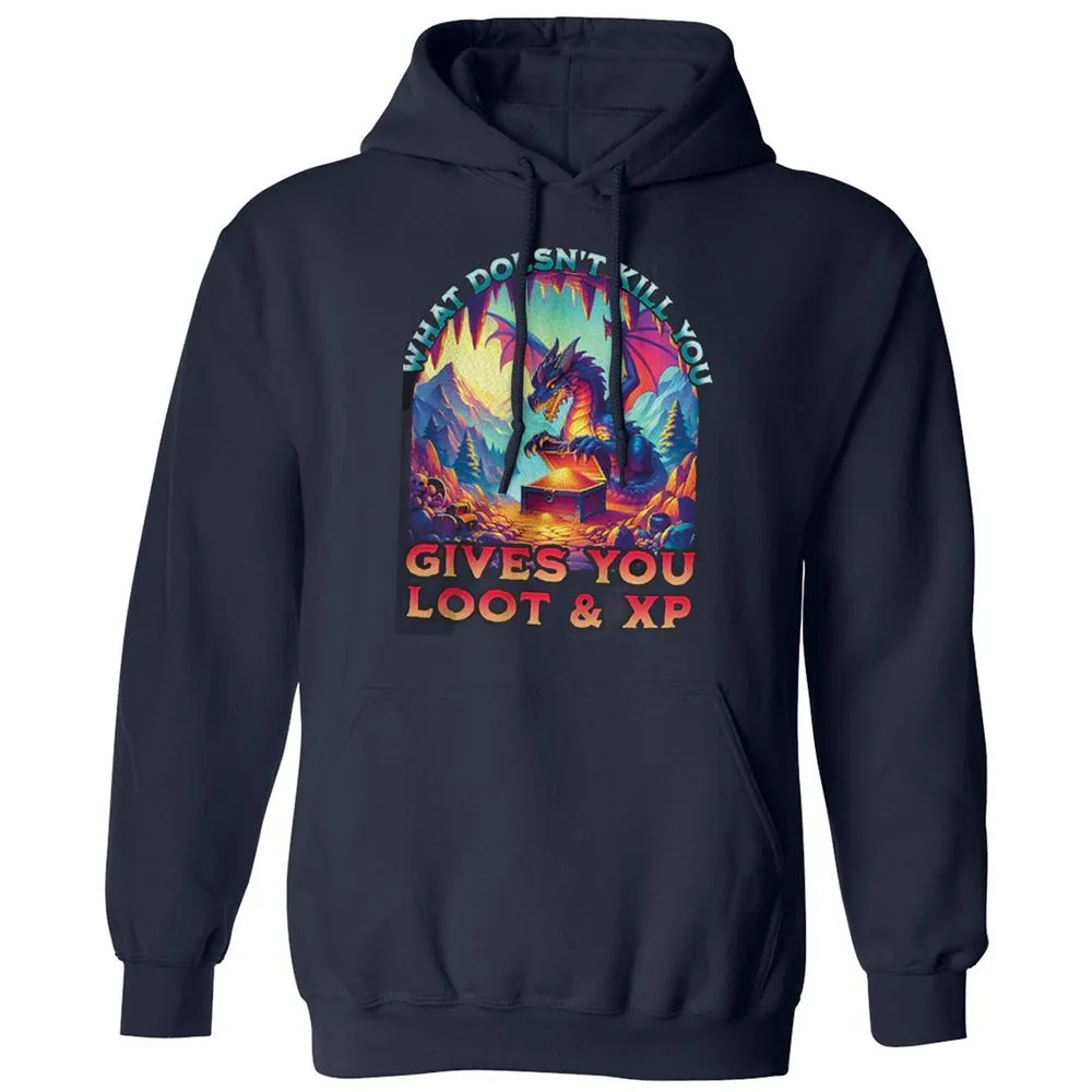 What Doesn't Kill You Give You Loot & XP Classic Unisex Hoodie - Navy - 2