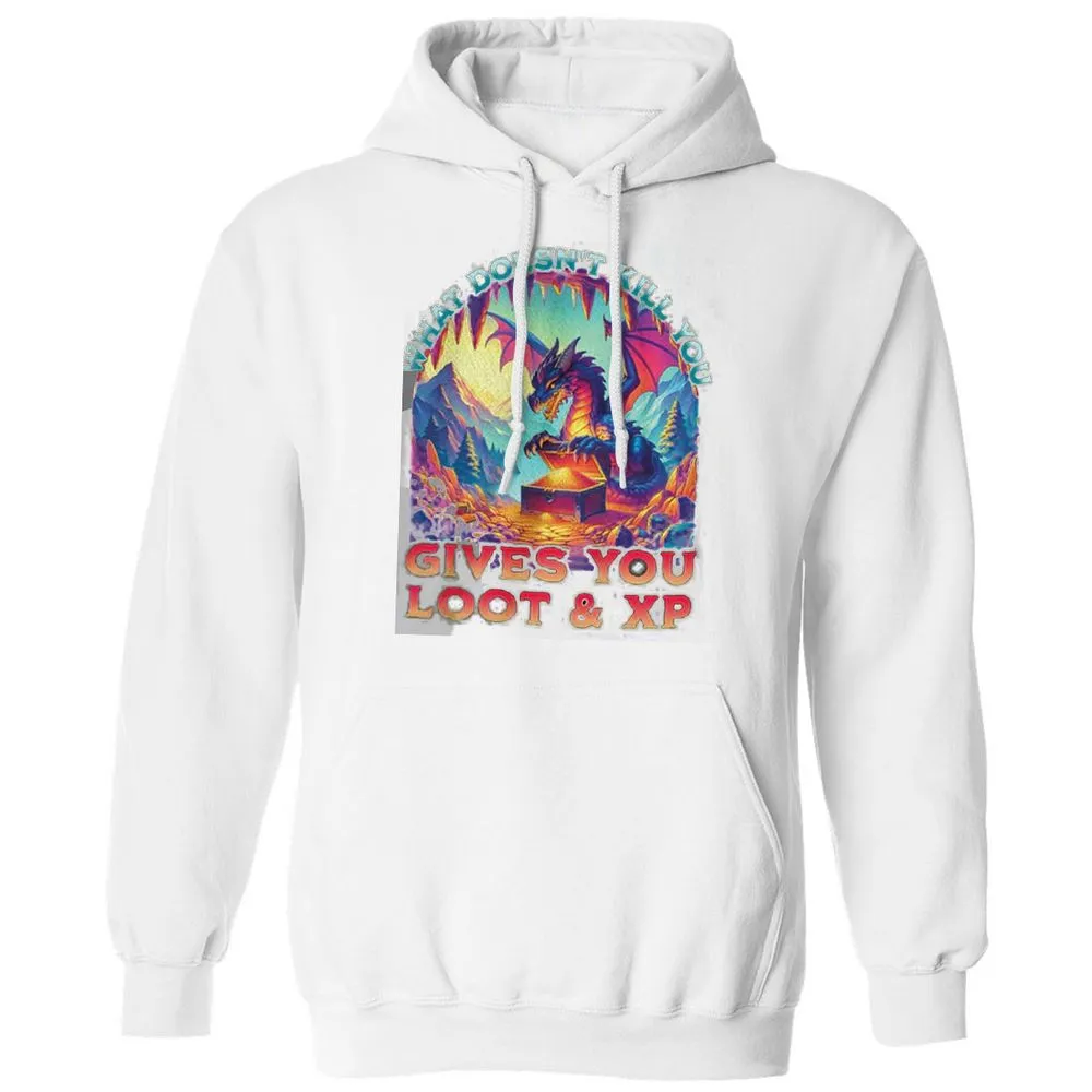 What Doesn't Kill You Give You Loot & XP Classic Unisex Hoodie - White - 11