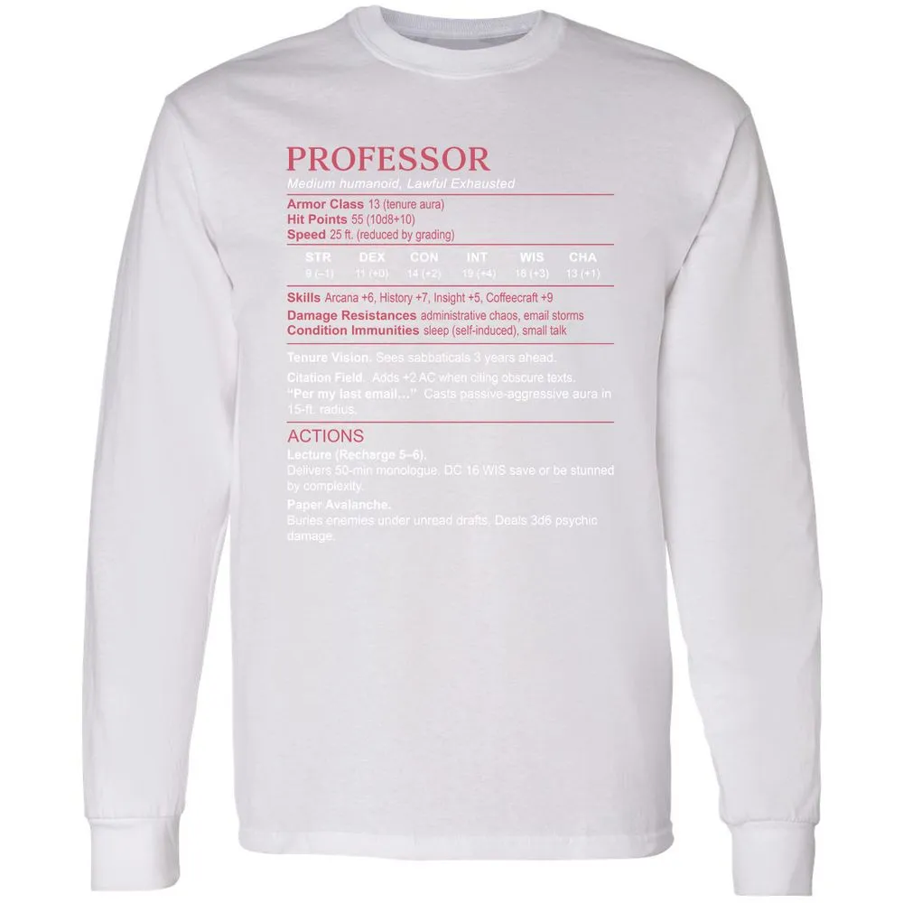 Professor Stats Long Sleeve T-Shirt - White - 5