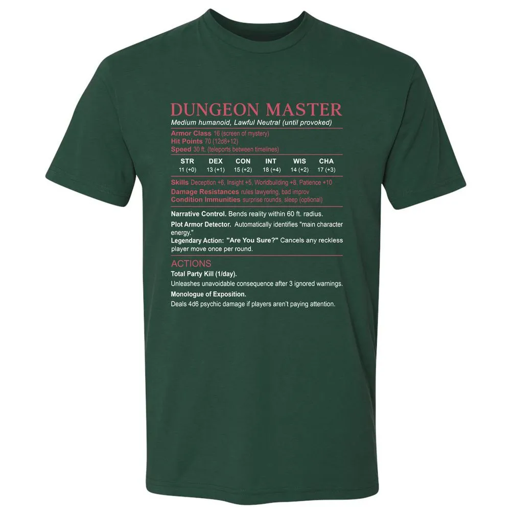 Dungeon Master Stats Premium Unisex T-Shirt - Forest Green - 13