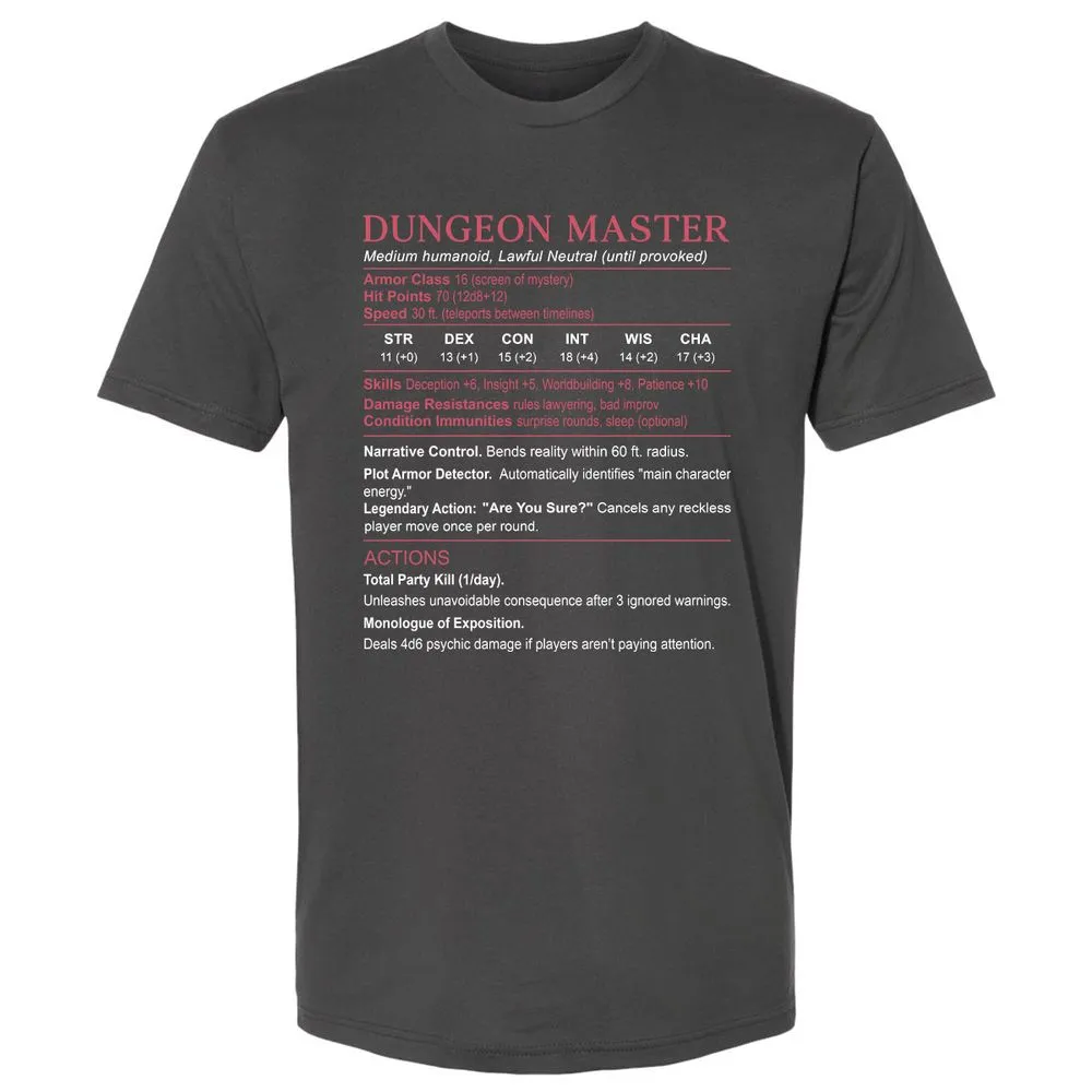 Dungeon Master Stats Premium Unisex T-Shirt - Heavy Metal - 8