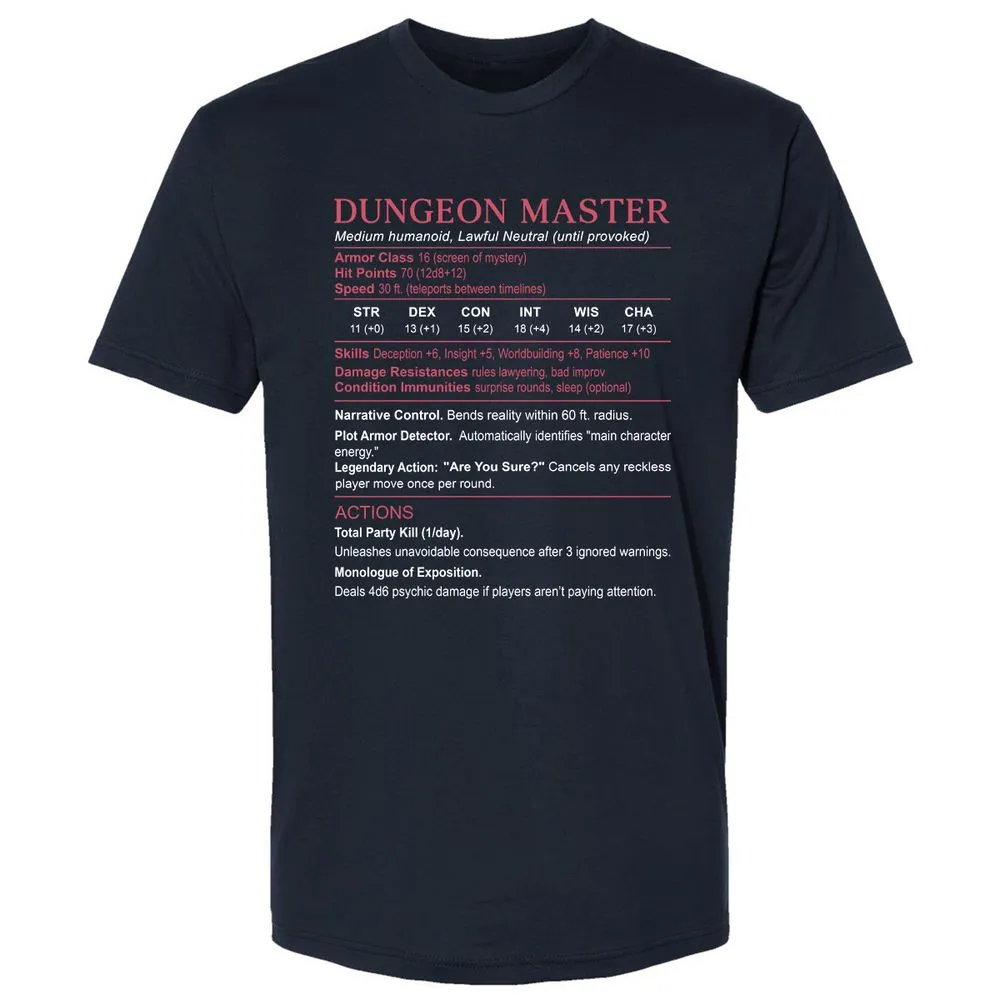 Dungeon Master Stats Premium Unisex T-Shirt - Midnight Navy - 2