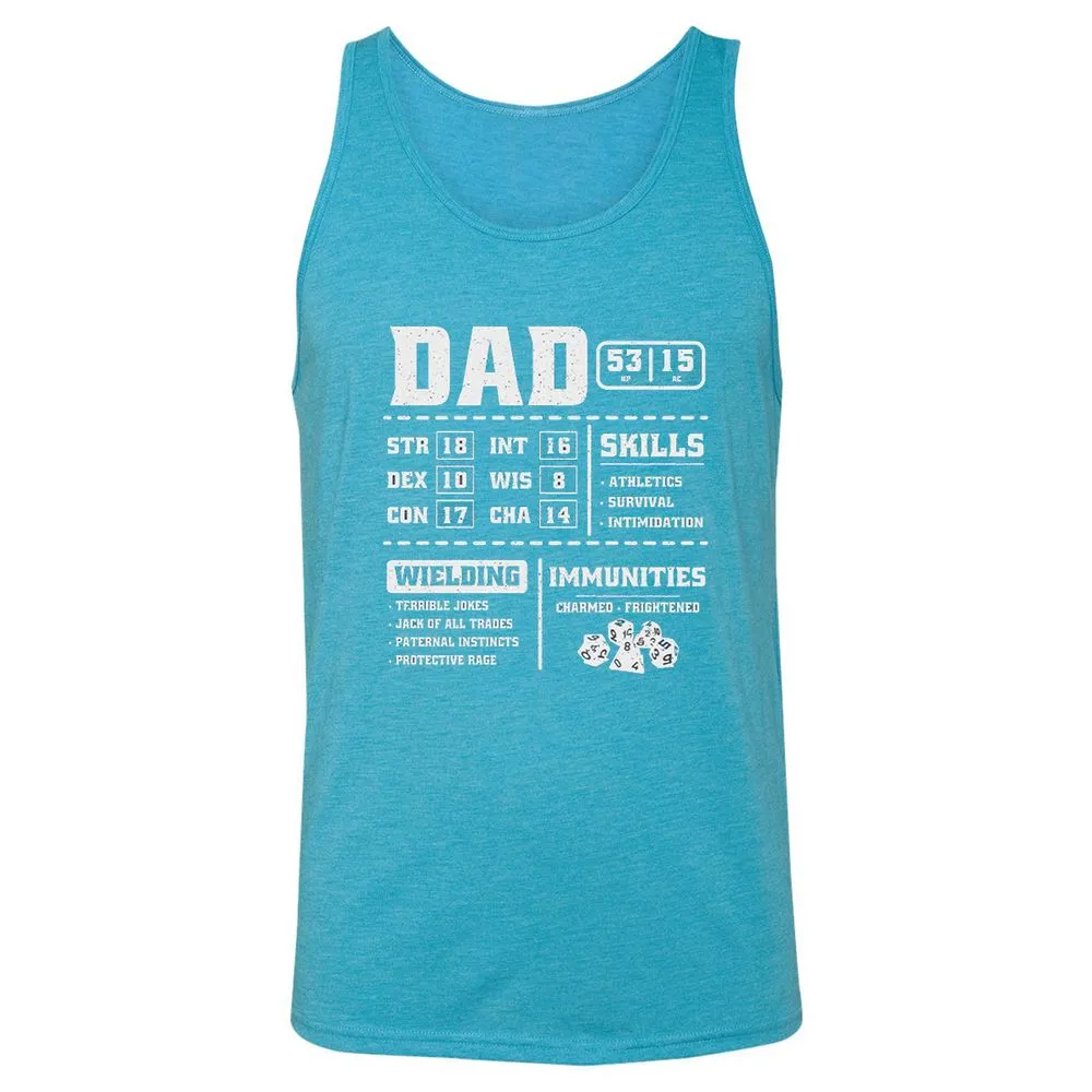 Dad Stat Block 2 Unisex Jersey Tank - Aqua Triblend - 3