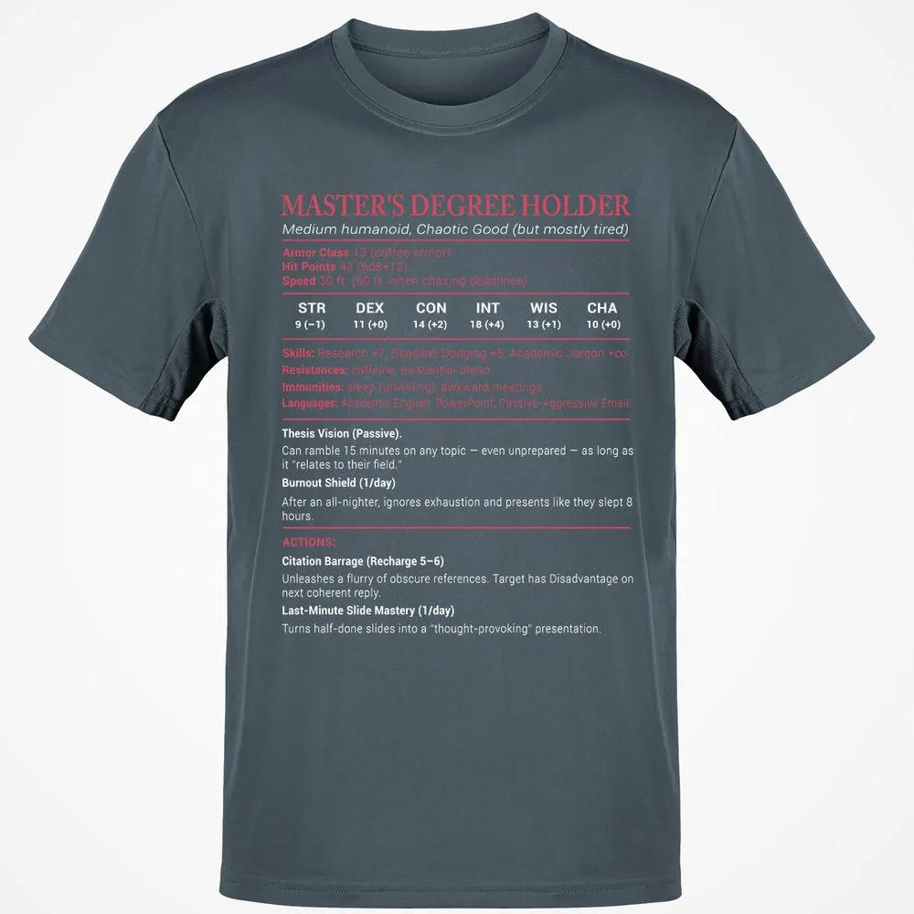 Master Degree's Holder Stats Classic Unisex T-Shirt - Charcoal - 3