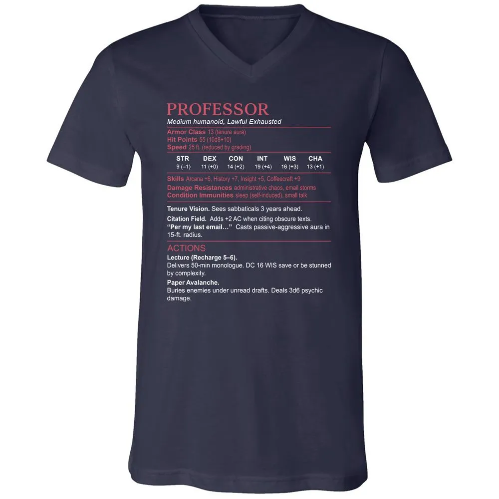 Professor Stats Unisex V-Neck T-Shirt - Navy - 2