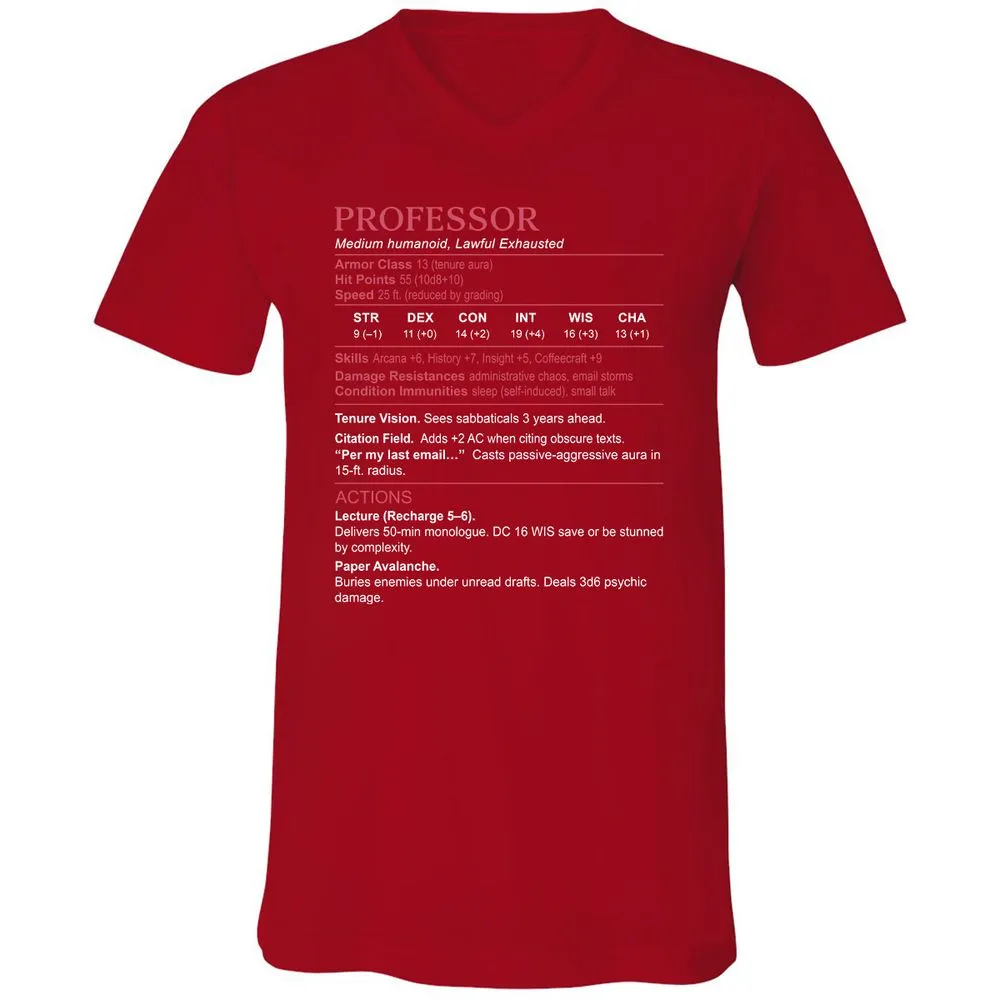 Professor Stats Unisex V-Neck T-Shirt - Red - 3