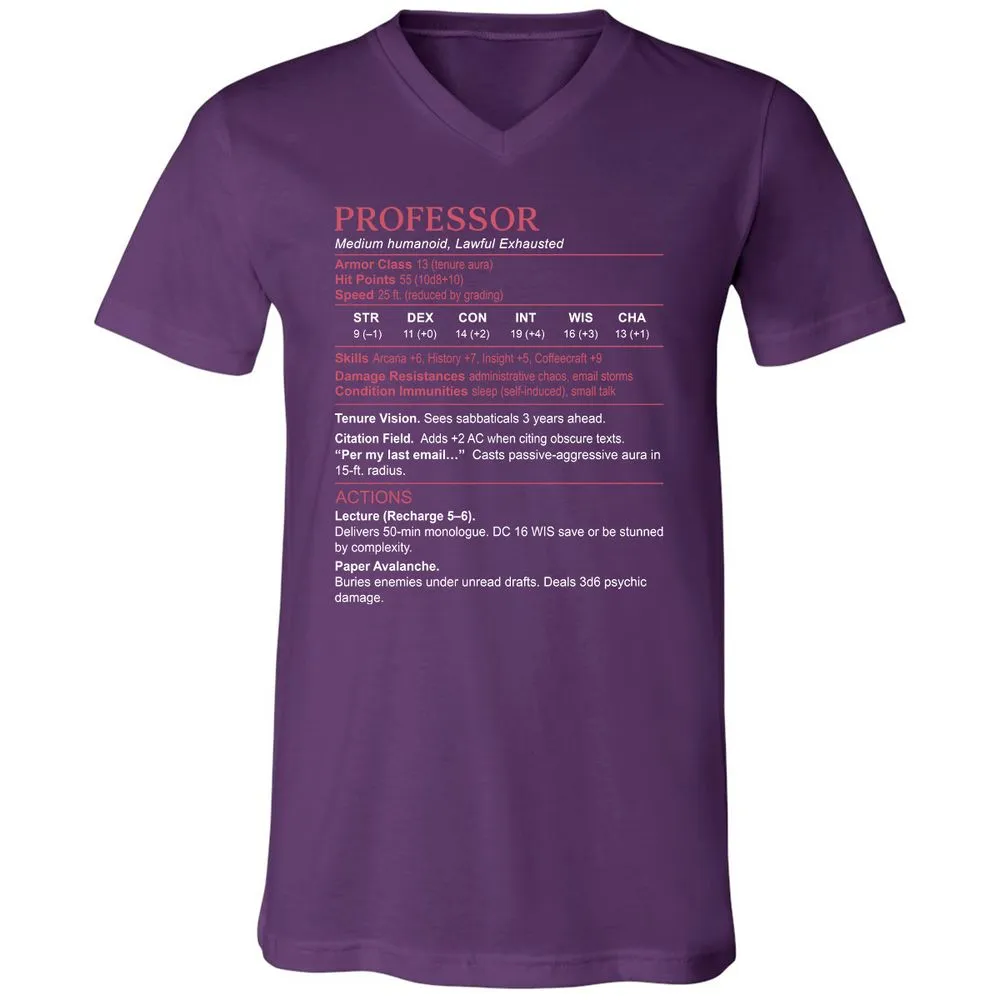 Professor Stats Unisex V-Neck T-Shirt - Team Purple - 9