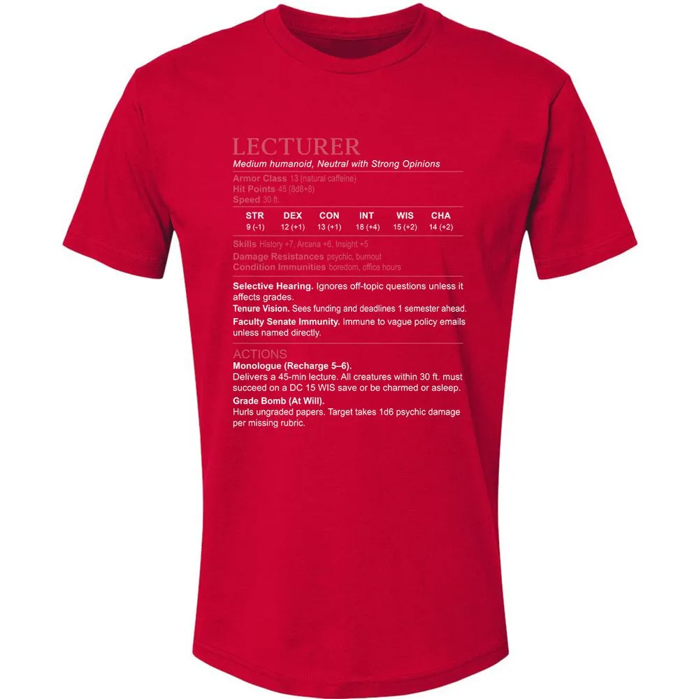 Lecturer Stats Premium Unisex T-Shirt - Red - 6