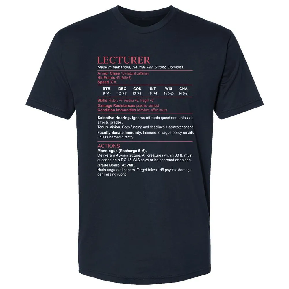 Lecturer Stats Premium Unisex T-Shirt - Midnight Navy - 2