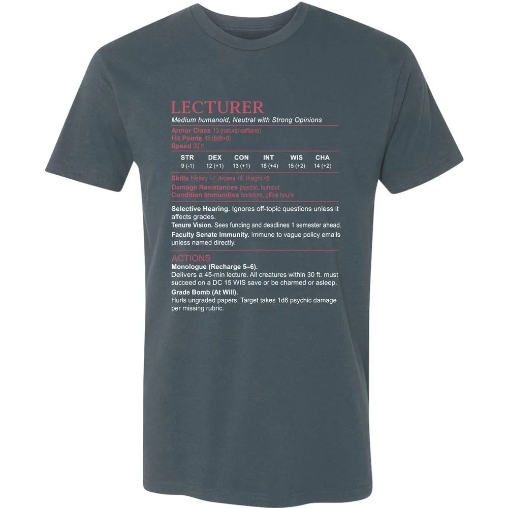 Lecturer Stats Premium Unisex T-Shirt - Indigo - 15