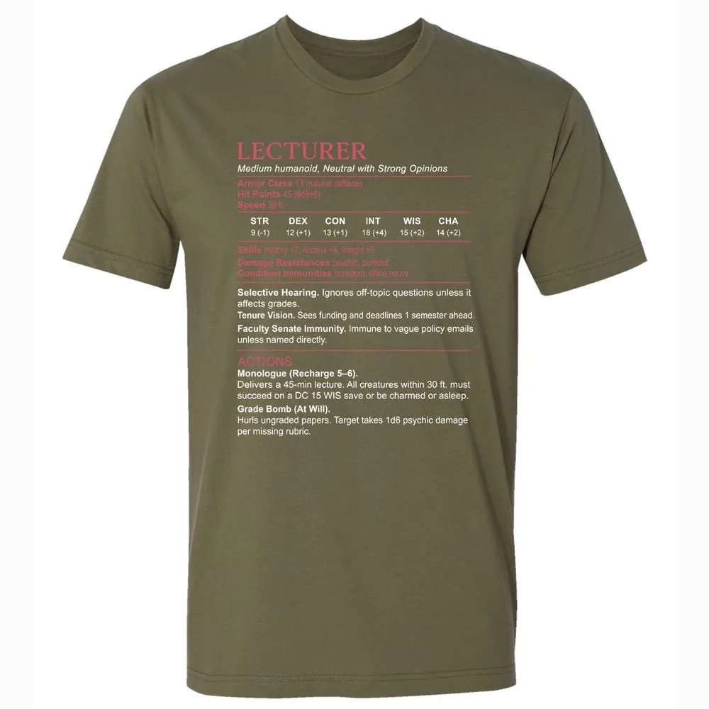 Lecturer Stats Premium Unisex T-Shirt - Military Green - 5