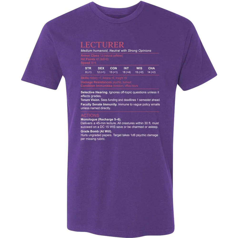 Lecturer Stats Premium Unisex T-Shirt - Purple Rush - 7