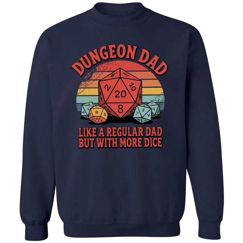 Dungeon Dad With More Dice Classic Unisex Sweatshirt - Navy - 2