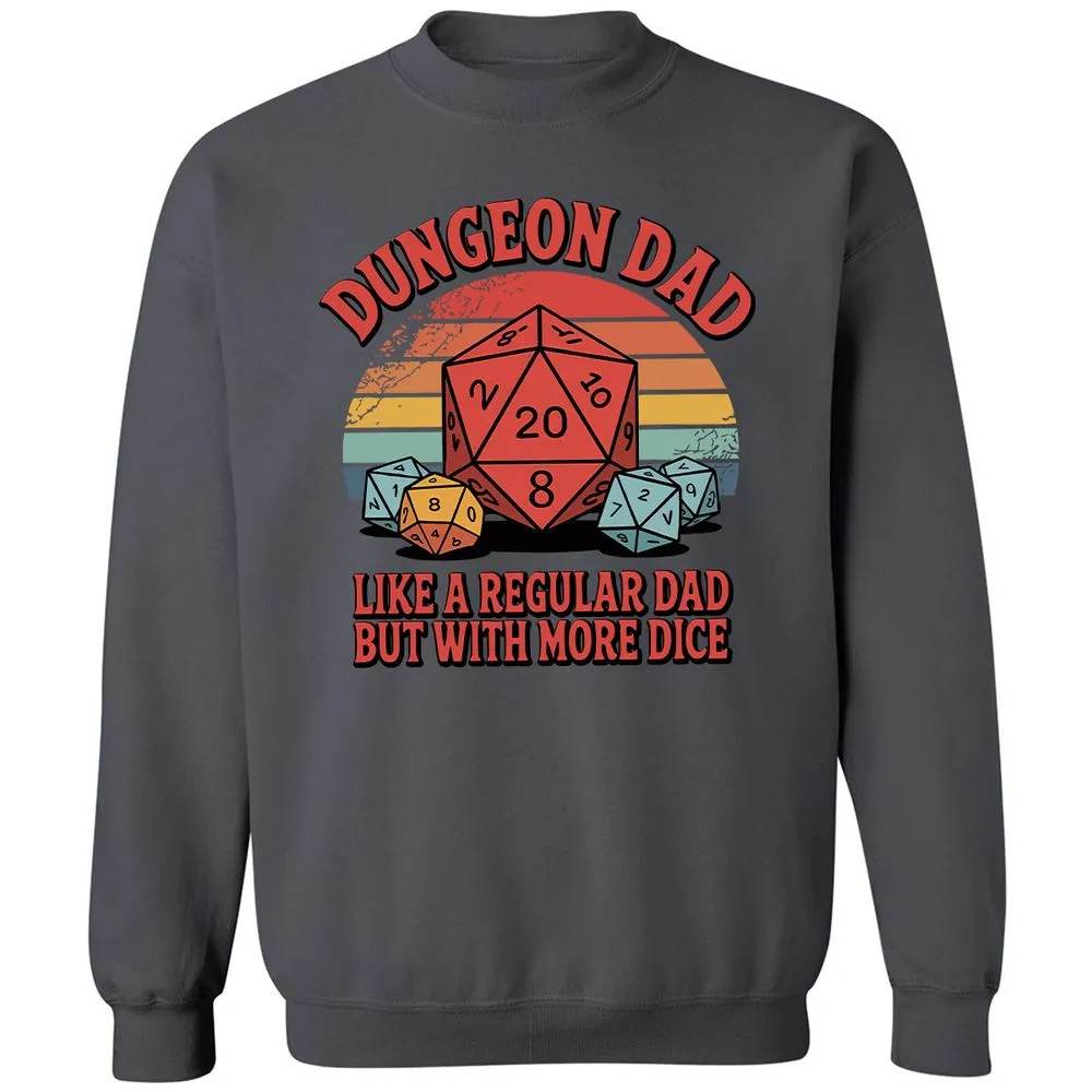 Dungeon Dad With More Dice Classic Unisex Sweatshirt - Charcoal - 7