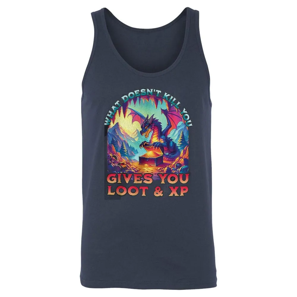 What Doesn't Kill You Give You Loot & XP Unisex Jersey Tank - Navy - 2