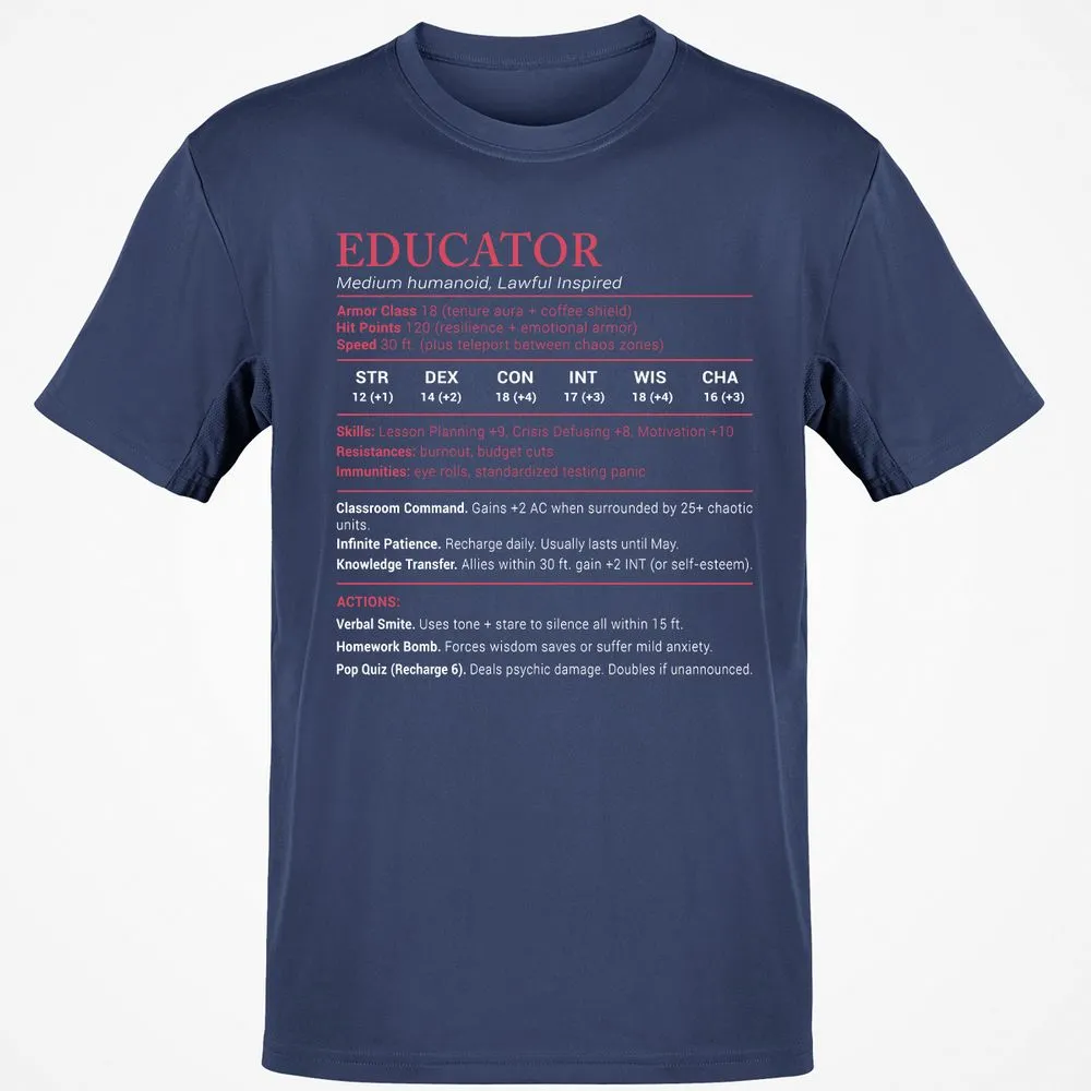 Educator Stats Classic Unisex T-Shirt - Navy - 7