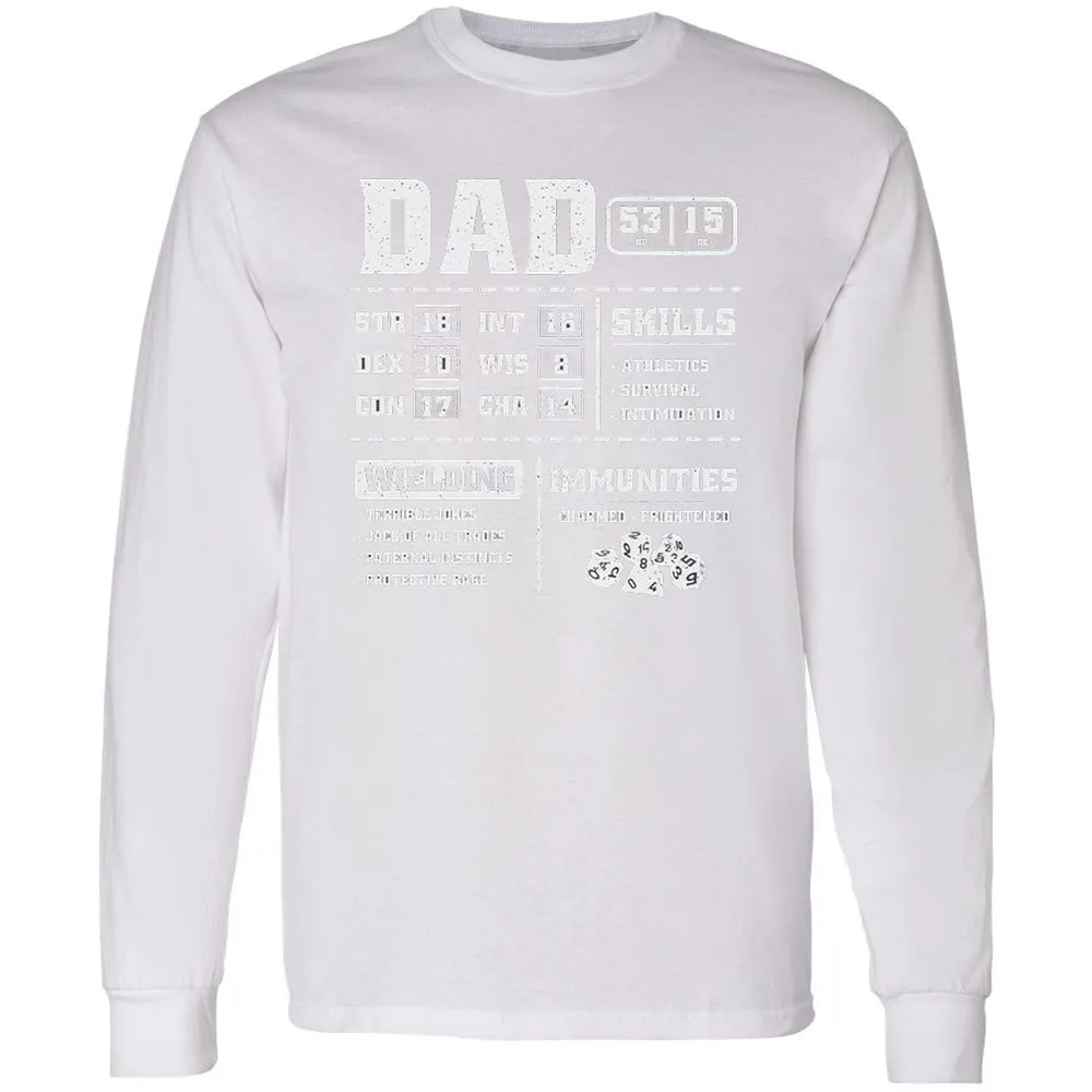 Dad Stat Block 2 Long Sleeve T-Shirt - White - 5