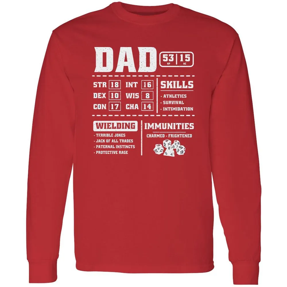 Dad Stat Block 2 Long Sleeve T-Shirt - Red - 14