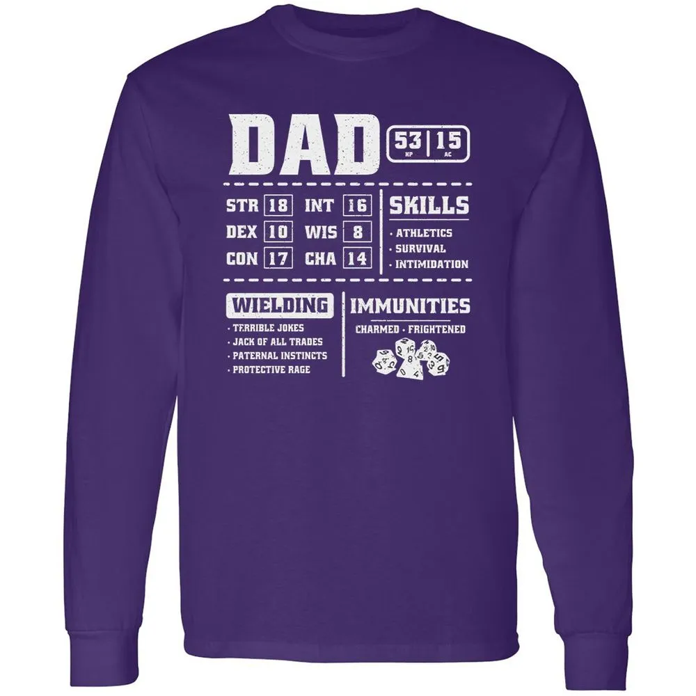 Dad Stat Block 2 Long Sleeve T-Shirt - Purple - 13