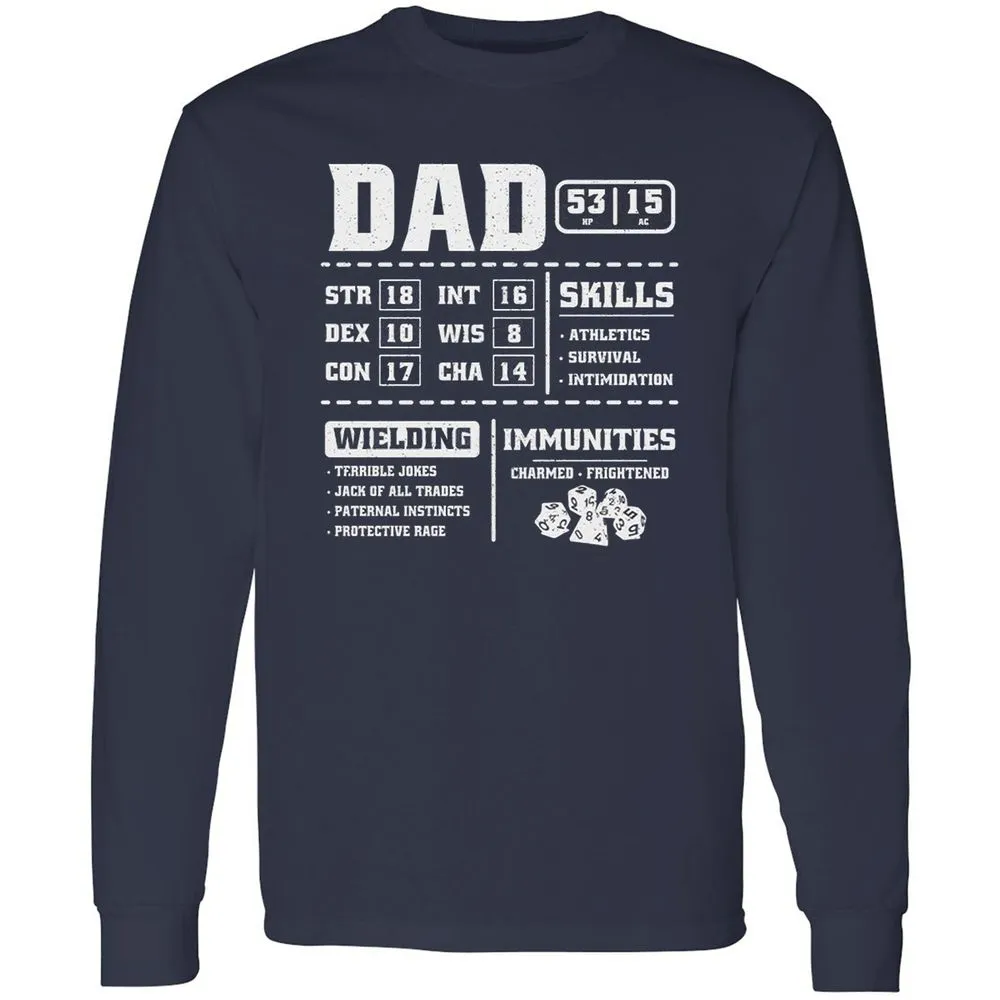 Dad Stat Block 2 Long Sleeve T-Shirt - Navy - 2