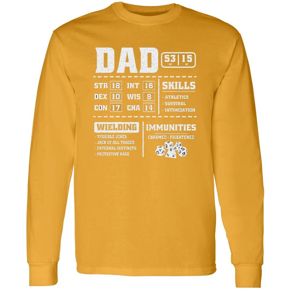 Dad Stat Block 2 Long Sleeve T-Shirt - Gold - 9