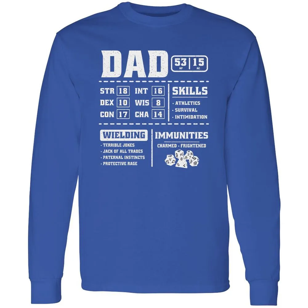 Dad Stat Block 2 Long Sleeve T-Shirt - Royal - 8