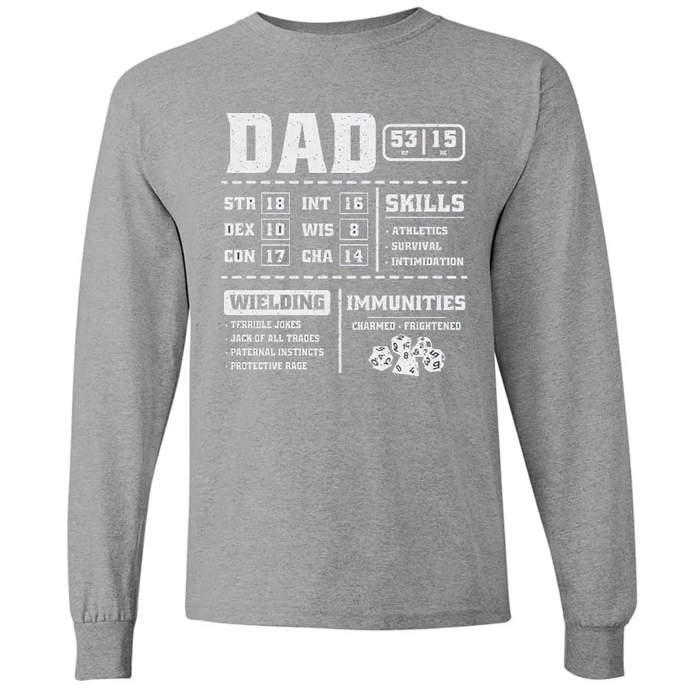 Dad Stat Block 2 Long Sleeve T-Shirt - Graphite Heather - 6