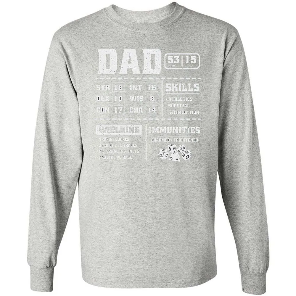 Dad Stat Block 2 Long Sleeve T-Shirt - Ash - 7
