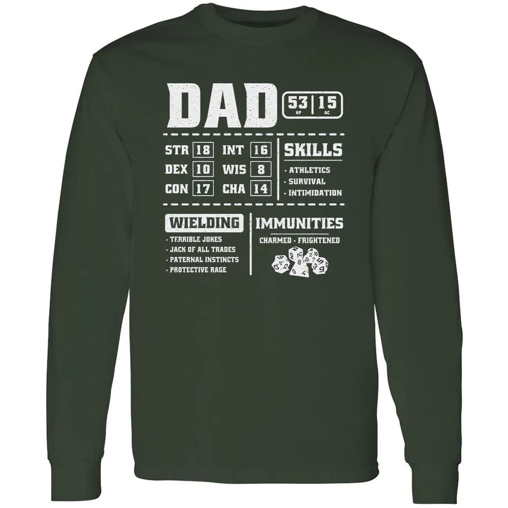 Dad Stat Block 2 Long Sleeve T-Shirt - Forest Green - 4