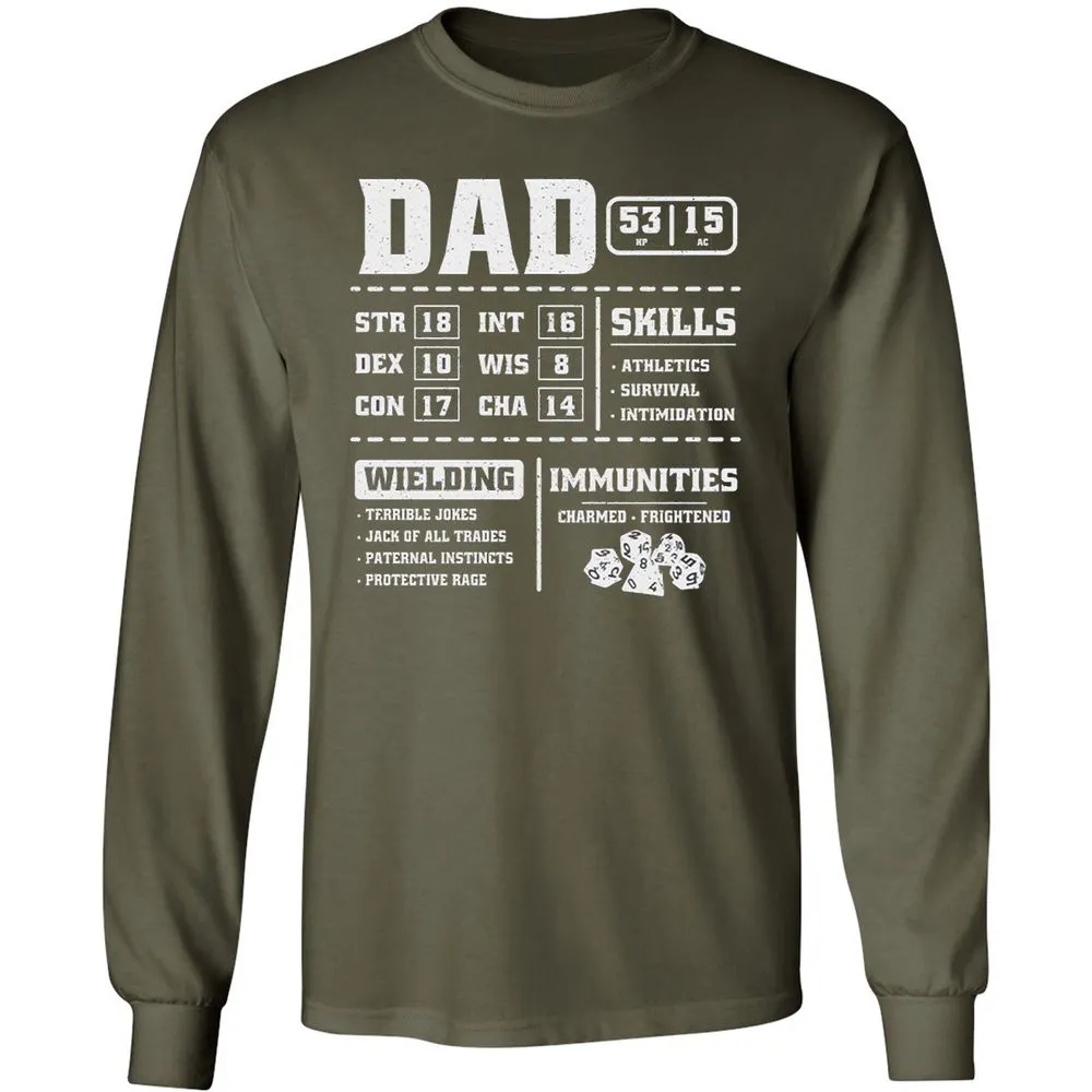Dad Stat Block 2 Long Sleeve T-Shirt - Military Green - 16