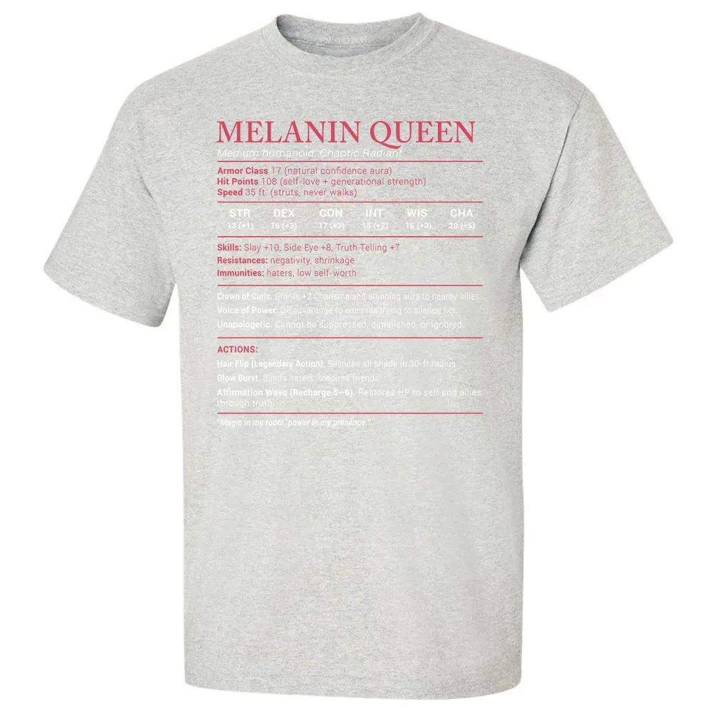 Melanin Queen Stats Classic Unisex T-Shirt - Ash - 2