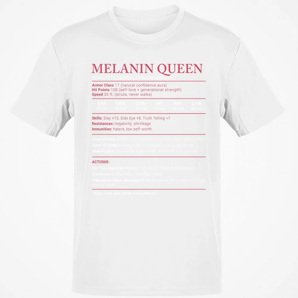 Melanin Queen Stats Classic Unisex T-Shirt - White - 12