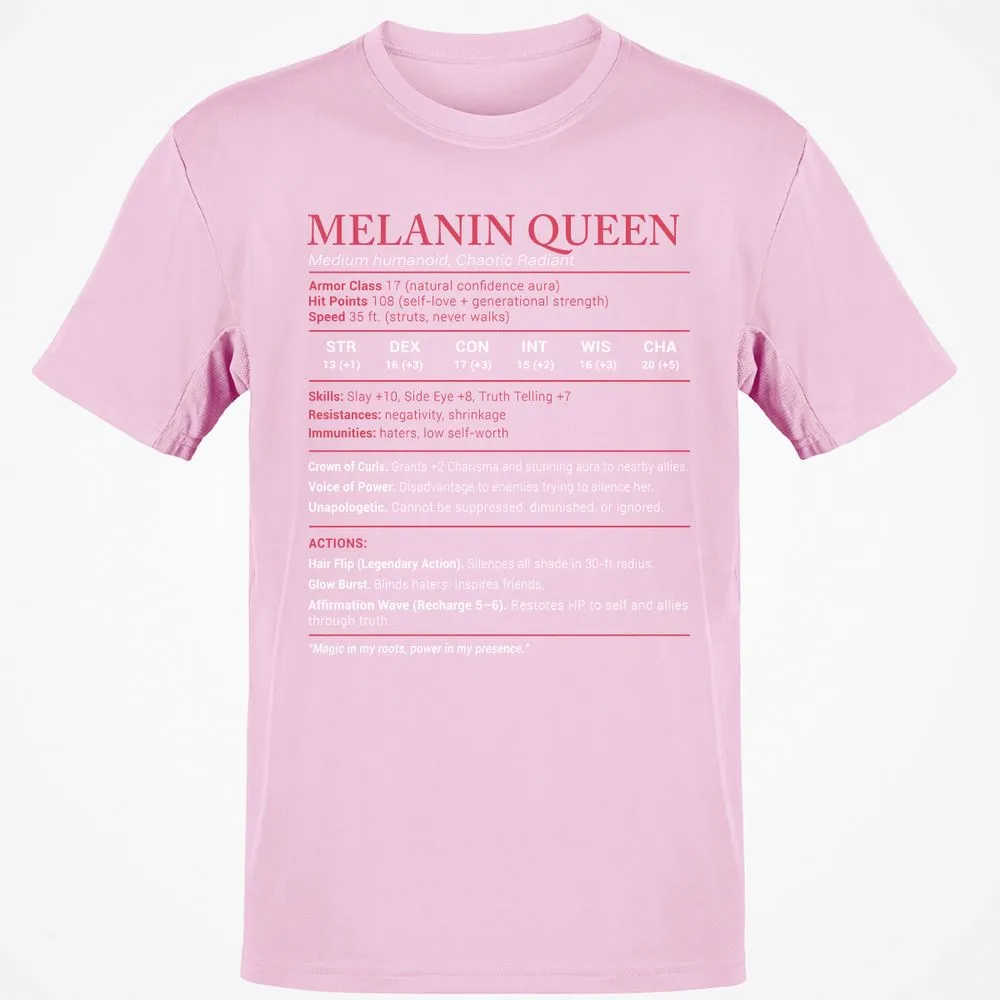 Melanin Queen Stats Classic Unisex T-Shirt - Light Pink - 5