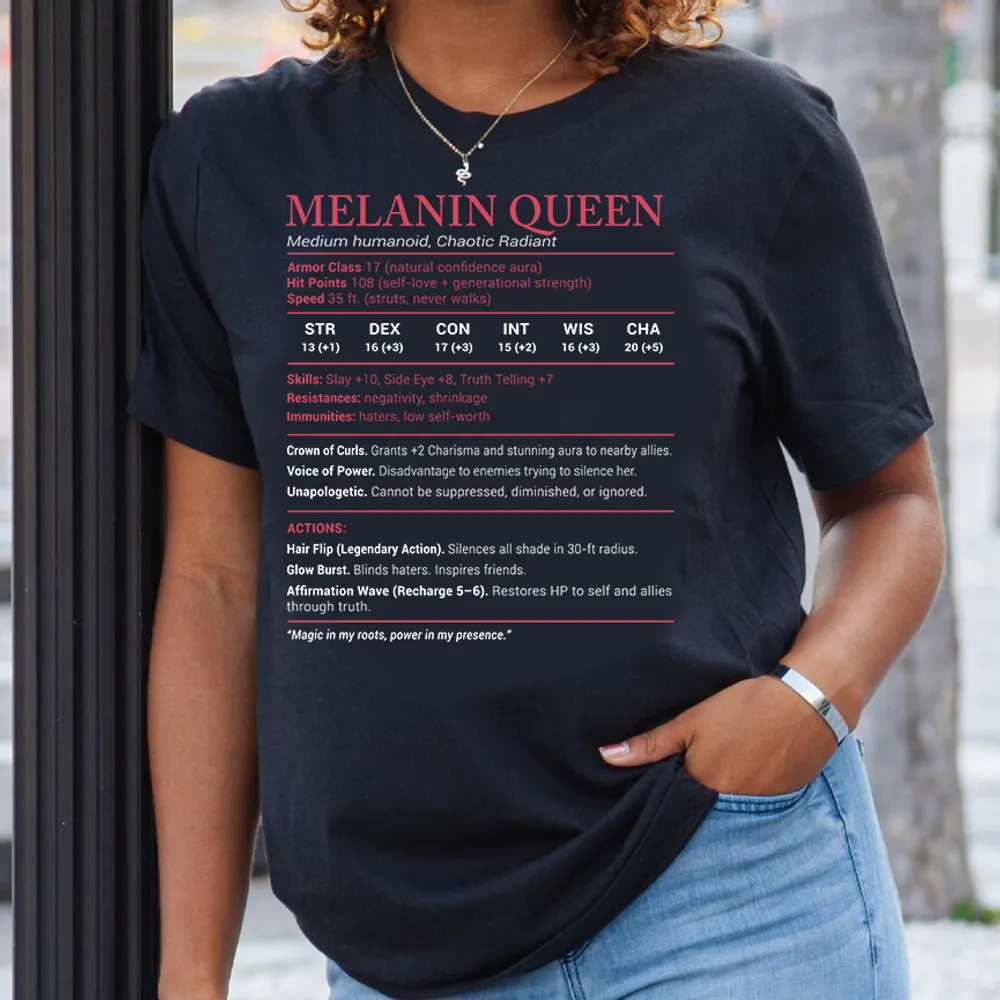 Melanin Queen Stats Classic Unisex T-Shirt - 2