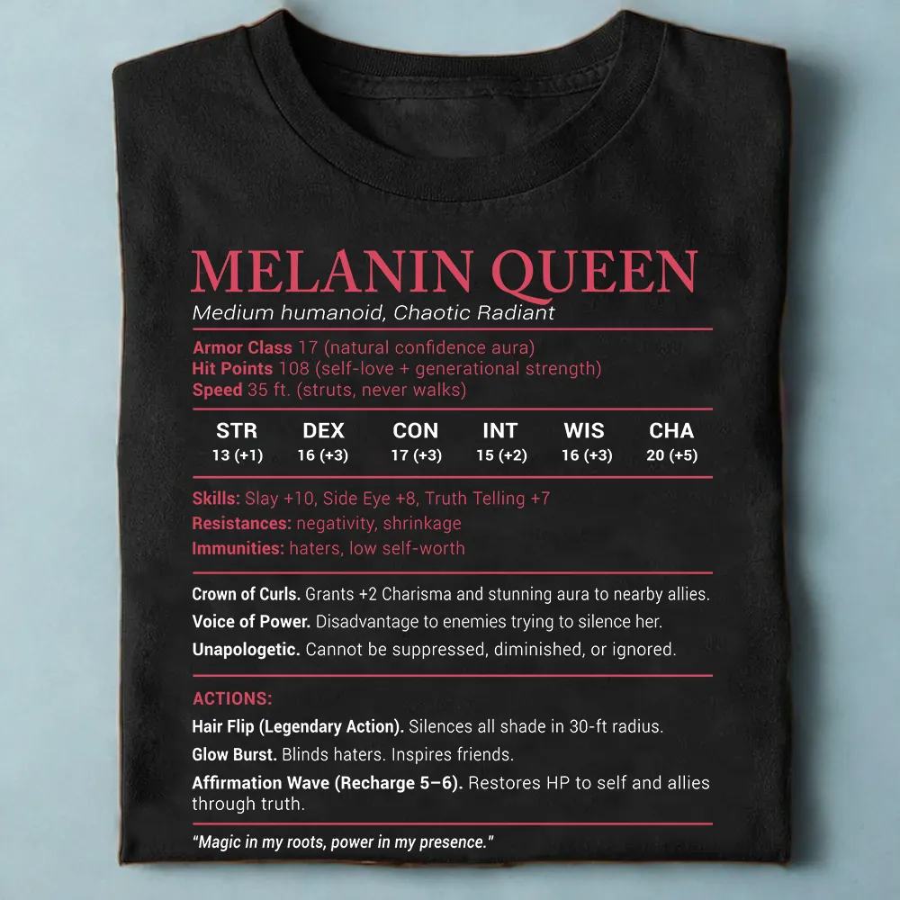 Melanin Queen Stats Classic Unisex T-Shirt - 3