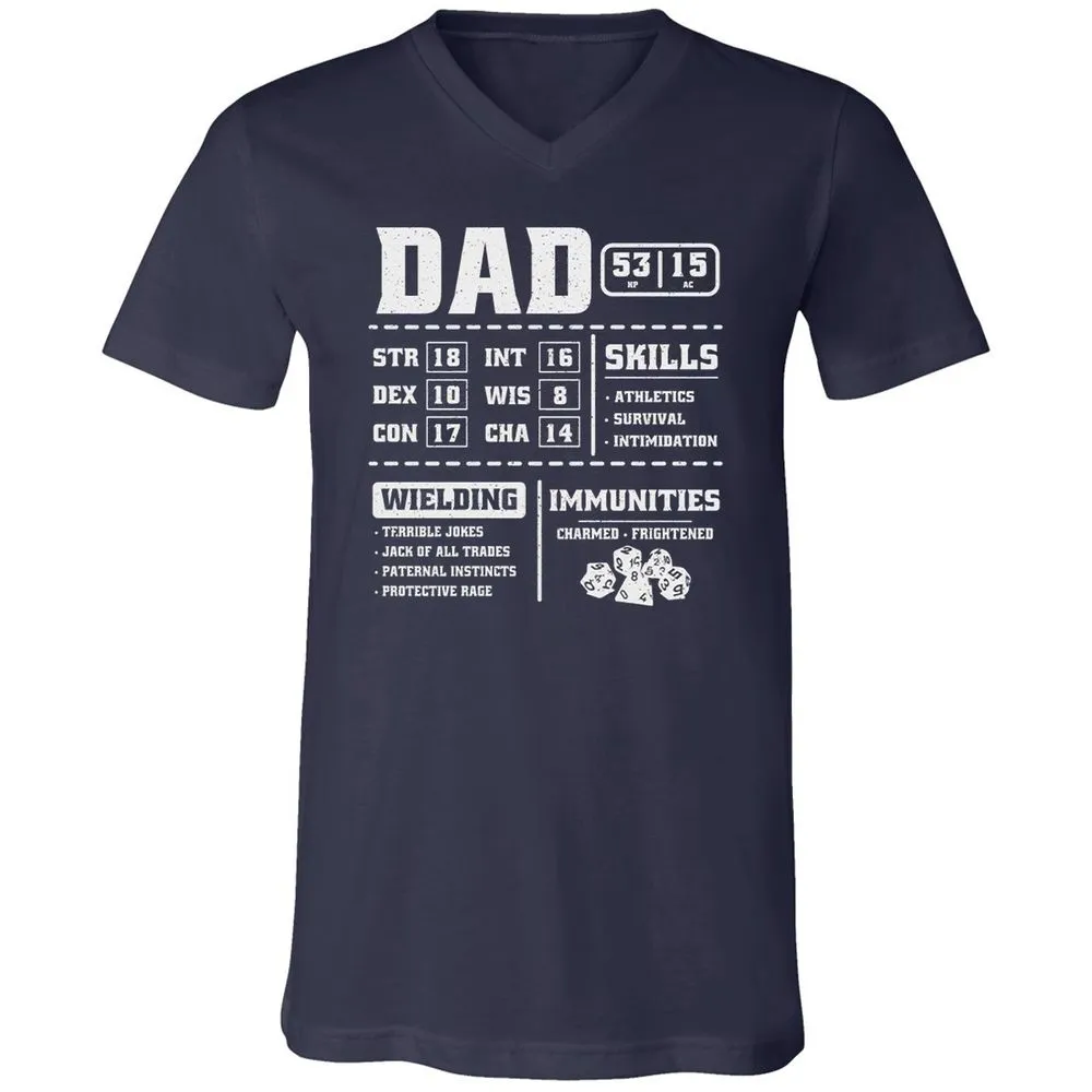 Dad Stat Block 2 Unisex V-Neck T-Shirt - Navy - 2