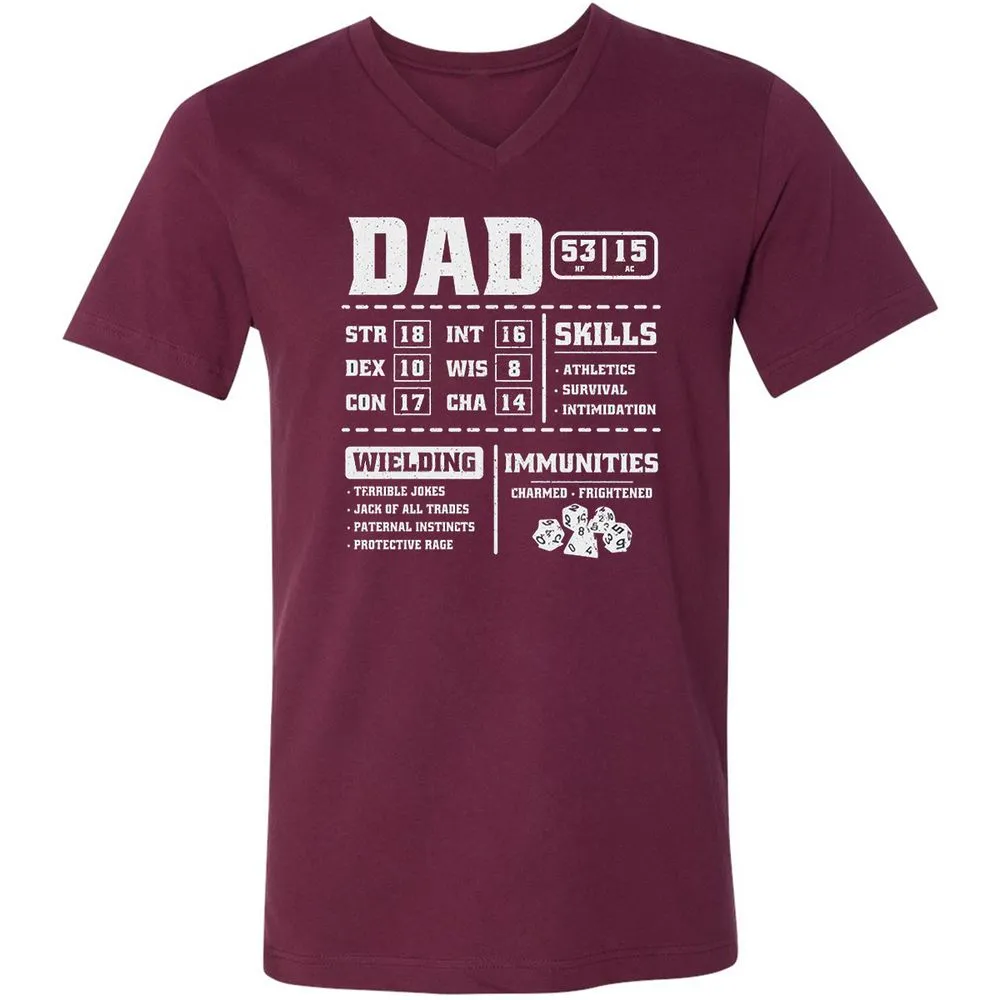 Dad Stat Block 2 Unisex V-Neck T-Shirt - Maroon - 6