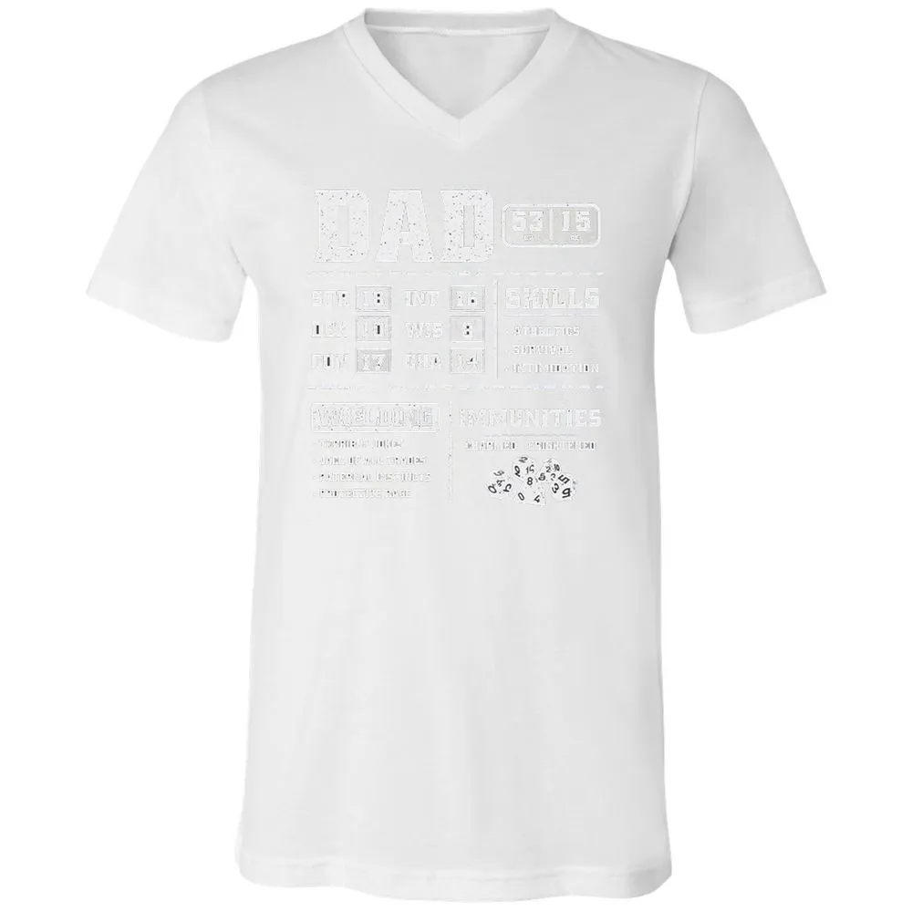 Dad Stat Block 2 Unisex V-Neck T-Shirt - White - 5