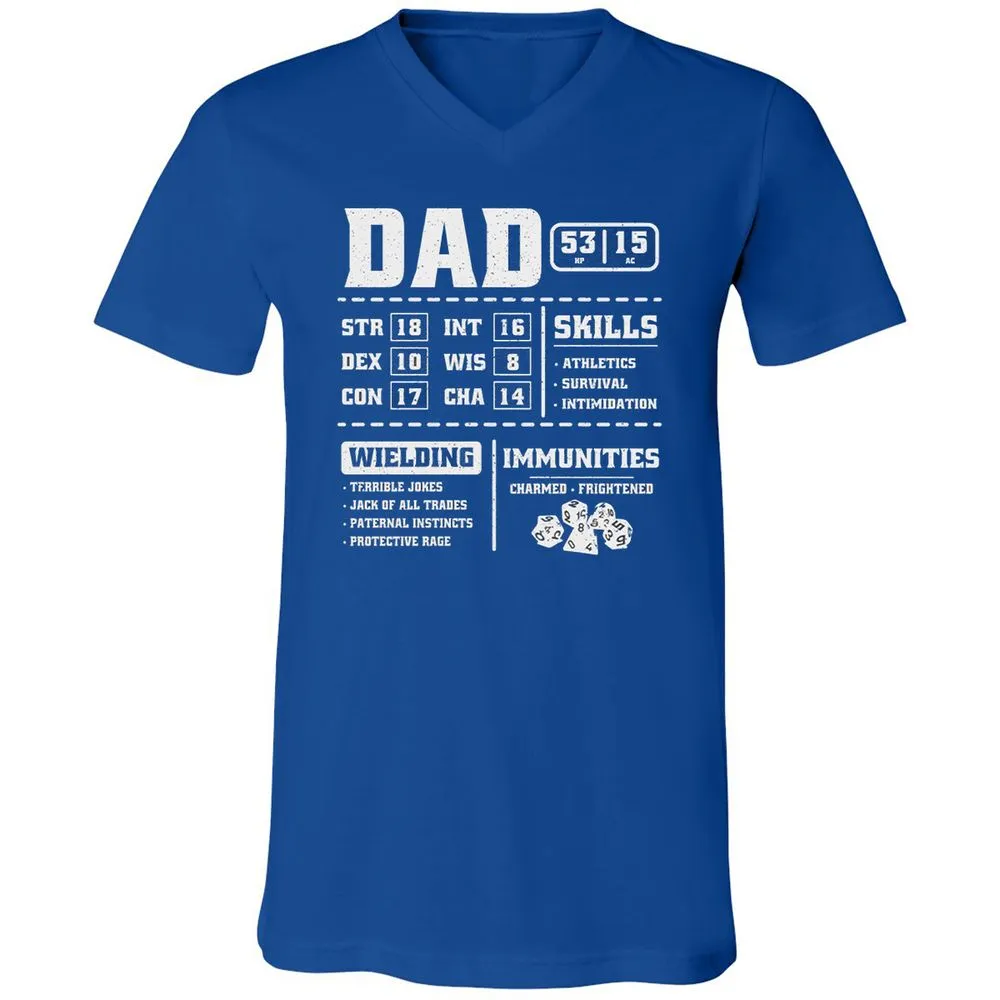 Dad Stat Block 2 Unisex V-Neck T-Shirt - True Royal - 4
