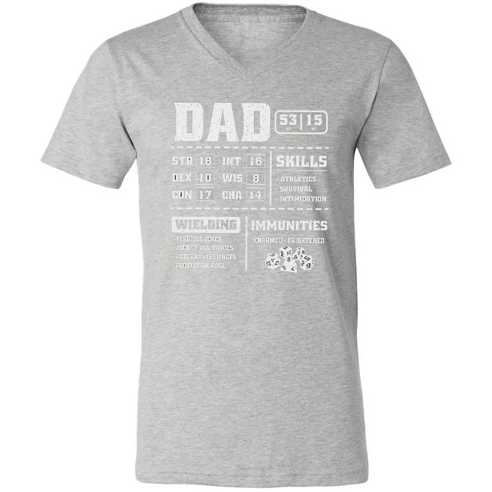 Dad Stat Block 2 Unisex V-Neck T-Shirt - Athletic Heather - 7