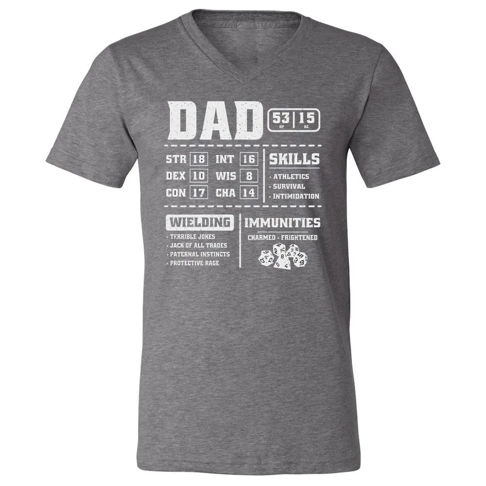Dad Stat Block 2 Unisex V-Neck T-Shirt - Deep Heather - 13