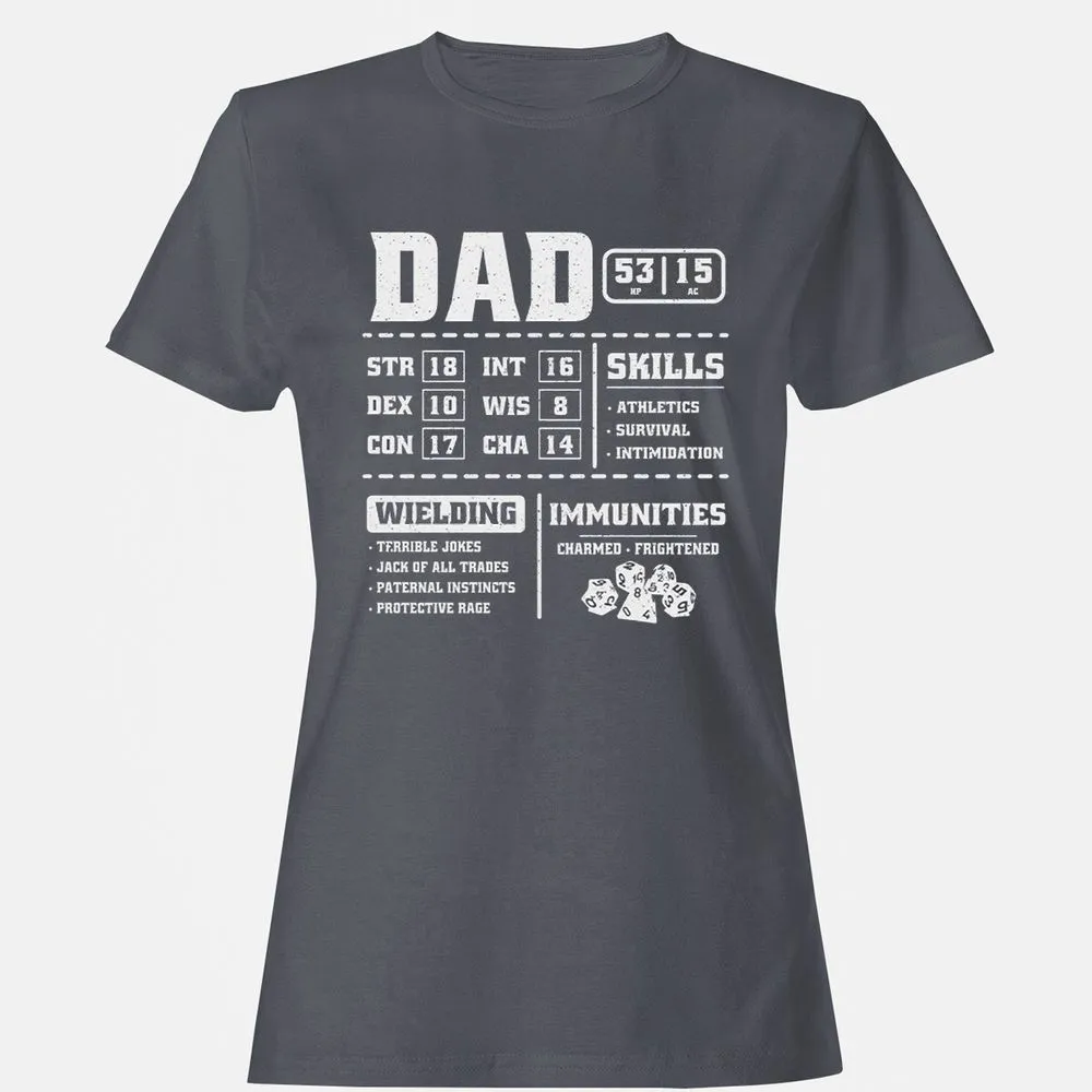 Dad Stat Block 2 Women's T-Shirt - Dark Heather - 5