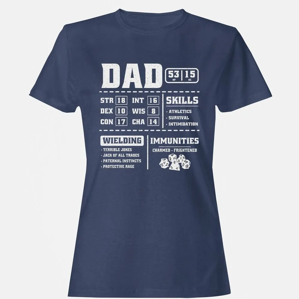 Dad Stat Block 2 Women's T-Shirt - Navy - 10