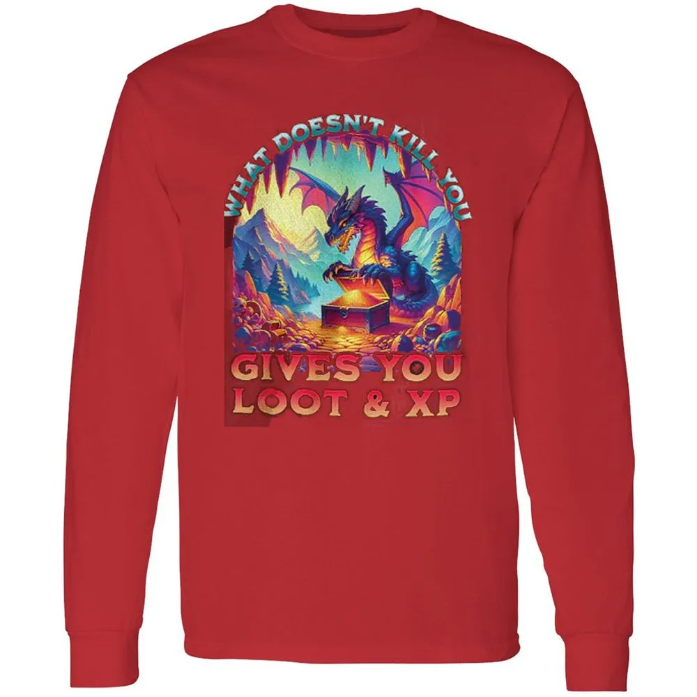 What Doesn't Kill You Give You Loot & XP Long Sleeve T-Shirt - Red - 14